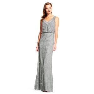 Adrianna Papell beaded blouson evening gown.